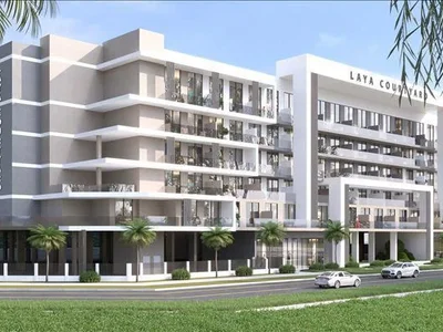 Residential complex New Laya Courtyard Residence with swimming pool and a roof-top lounge area close to the golf club, Dubai Studio City, Dubai, UAE