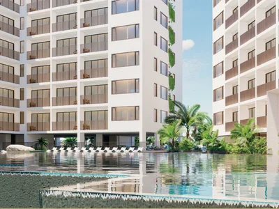 Wohnanlage Modern residential complex with a large swimming pool opposite a shopping center in Chalong, Phuket, Thailand