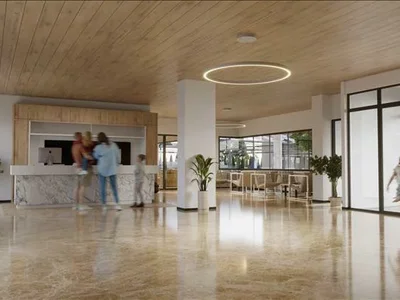 Zespół mieszkaniowy New residence with an aquapark, swimming pools and a tennis court at 150 meters from the beach, Mersin, Turkey