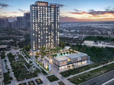 Zespół mieszkaniowy New Hyde Residences with swimming pools and wellness centers close to the shopping mall, Dubai Hills, Dubai, UAE