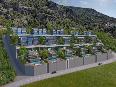 Zespół mieszkaniowy New complex of villas with swimming pools and panoramic views close to the sea, Alanya, Turkey