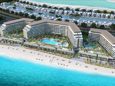 Complexe résidentiel New Selene Beach Residences with a lagoon, a swimming pool and parks, Al Seanneeah, Dubai, UAE