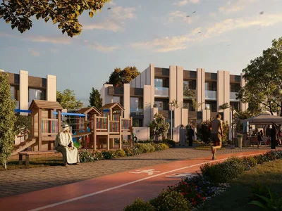 Complexe résidentiel Bianca Townhouses — luxury residence by Reportage Properties with swimming pools and green areas in Dubailand