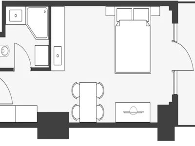 Complexe résidentiel Hotel rooms at Wyndham Residences Batumi.