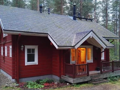 House on the shore of the forest. In Finland, a cottage in the forest is sold for €189,000