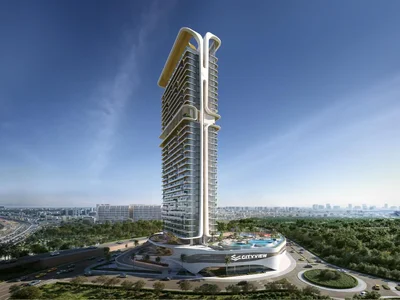 Complexe résidentiel New VELOS Residence with a swimming pool, a co-working space and fitness areas close to highways, Motor City, Dubai, UAE