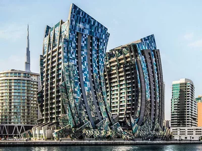 Zespół mieszkaniowy Pagani Tower — residential complex by Dar Al Arkan with unique design and views of Dubai Water Canal and Burj Khalifa in Business Bay, Dubai