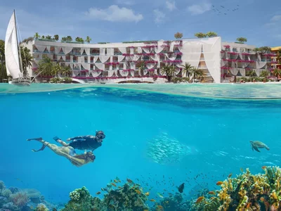 Zespół mieszkaniowy New residence Marbella with swimming pools, a spa center and a beach, Europe Island, Dubai, UAE