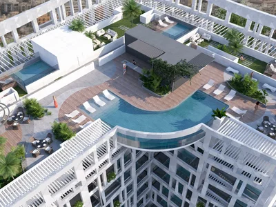 Complejo residencial New complex of serviced apartments Sky Suites with swimming pools, a spa and a restaurant, JVC, Dubai, UAE