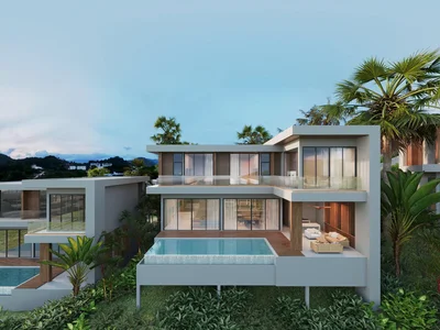 Complexe résidentiel New villas with pools in a residential complex with a natural waterfall, Lamai, Samui, Thailand