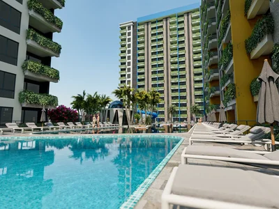 Zespół mieszkaniowy Residential complex with swimming pool, water park, recreation grounds, 200 metres to the sea, Mersin, Turkey