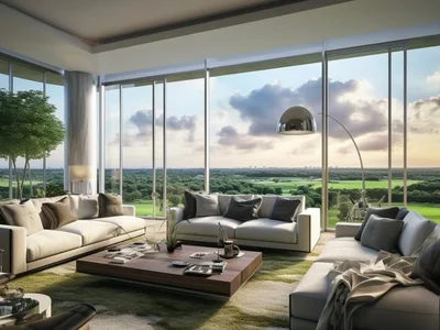 Residential complex New tower in the premium Golf Greens project with golf islands, infinity pools and an expansive green space, DAMAC Hills, Dubai, UAE