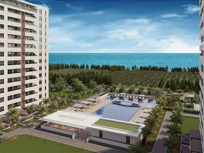 Wohnanlage New residence with an aquapark, swimming pools and a tennis court at 150 meters from the beach, Mersin, Turkey