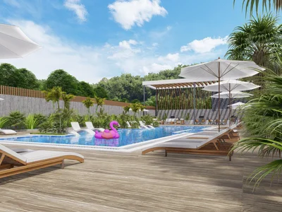 Zespół mieszkaniowy New residential complex with swimming pools, a gym and a parking on the seafront, Kestel, Alanya, Türkiye