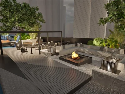 Complexe résidentiel New Esplora Residence with a swimming pool, green and lounge areas, JVC, Dubai, UAE