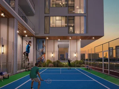 Zespół mieszkaniowy New residence Empire Lakeviews Liwan with swimming pools, a mini golf course and a co-working area in the vibrant area of Liwan, Dubai, UAE