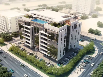 Residential complex New Cresswell Residences with a swimming pool and a garden close to the airport, Dubai South, Dubai, UAE