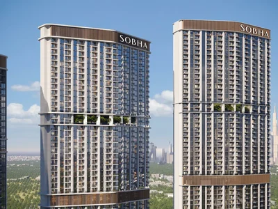 Residential complex New high-rise residence 360 Riverside Crescent with swimming pools and restaurants close to the city center, Nad Al Sheba 1, Dubai, UAE
