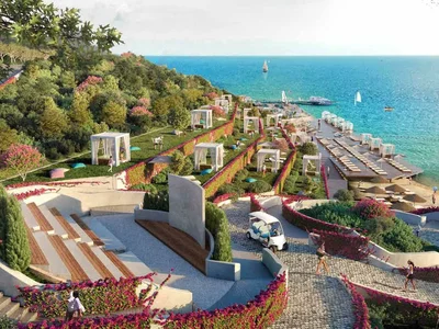 Zespół mieszkaniowy Three-level houses in a residential complex with a private beach, a marina, a wide range of services in Bodrum, Mugla, Turkey