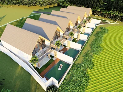 Жилой комплекс Двухэтажные таунхаусы рядом с рисовыми полями, 15 минут до пляжа, Чангу, Бали, Индонезия