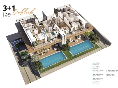 Villa Three bedroom duplex villa 700 meters from the sea.