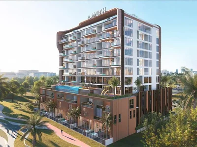 Zespół mieszkaniowy Townhouses in the new complex Bonds Avenue Residences with swimming pools, mini golf and gardens, Dubai Islands, Dubai, UAE