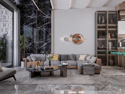 Zespół mieszkaniowy New residence with a swimming pool and a panoramic view at 500 meters from the sea, in the prestigious area of Kestel, Alanya, Turkey