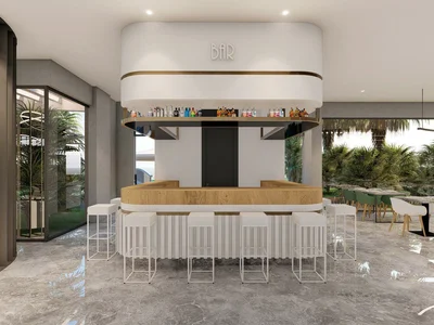Complejo residencial Residential complex with views of the Mediterranean Sea, the Toros Mountains and the ancient fortress of Alanya, Kestel, Turkey