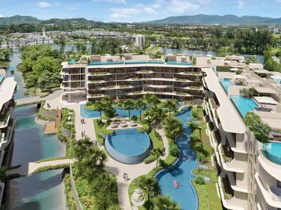 Zespół mieszkaniowy New residential complex on the lagoon shore near Bang Tao beach, Phuket, Thailand