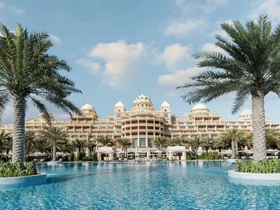 Zespół mieszkaniowy New luxury residence Raffles apartments with a spa center and a beach club, Palm Jumeirah, Dubai, UAE