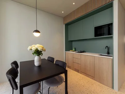 Residential complex UPSIDE Living — furnished apartments in a new residence by SRG Holding with a swimming pool and conference rooms in the modern district of Business Bay, Dubai