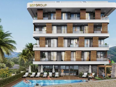 Zespół mieszkaniowy New low-rise residence with a swimming pool and a fitness center, Oba, Alanya, Turkey