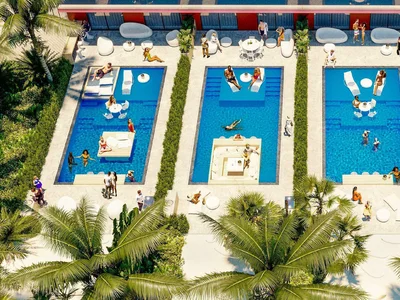 Complexe résidentiel Residential complex with its own beach, restaurants and party clubs, The World Islands, Dubai, UAE