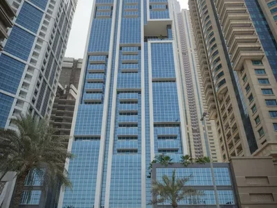 Residential complex Luxury residence Marina Arcade Tower with lounge areas and picturesque views, Dubai Marina, UAE