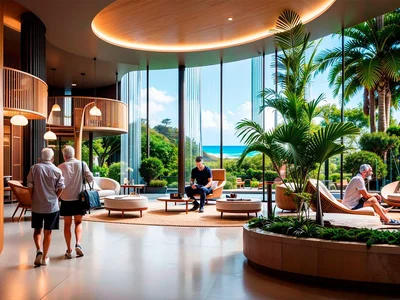 Wohnanlage New villas with pools and ocean views in Jimbaran, Bali, Indonesia