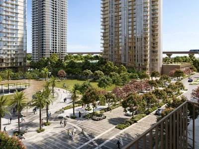 Residential complex New Oria Residence with a garden and swimming pools near the canal, Ras Al Khor, Dubai, UAE