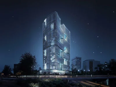 Residential complex New high-rise residence Binghatti Hills with swimming pools, sports grounds and a green area, Barsha South, Dubai, UAE