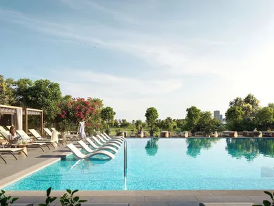 Residential complex New Golf Point Residence with a golf course, a park and a swimming pool, Emaar South, Dubai, UAE