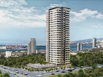 Complejo residencial New residence with a swimming pool at 300 meters from a metro station, Izmir, Turkey