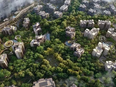 Complexe résidentiel New large complex Ghaf Woods (Capria) with swimming pools, restaurants and a forest area, Ghaf Woods, Dubai, UAE