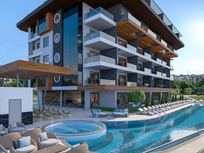 Residential complex New residence with a swimming pool and a panoramic view at 500 meters from the sea, in the prestigious area of Kestel, Alanya, Turkey