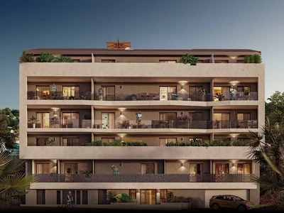 Zespół mieszkaniowy Two-level penthouse in a new residential complex just 600 m from the beach, Roquebrune-Cap-Martin, Cote d'Azur, France