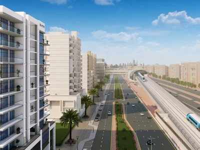 Complejo residencial New residence Central with swimming pools and a lounge area near a highway and a metro station, Jebel Ali Village, Dubai, UAE