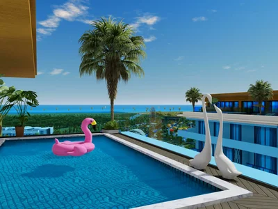 Zespół mieszkaniowy New beachfront residence with a private beach and a 5-star hotel in a picturesque area, Turkler, Alanya, Turkey