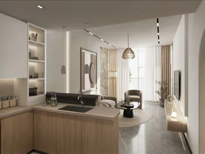 Residential complex New residence Samana Portofino with swimming pools and a lounge area, Dubai Production City, Dubai, UAE