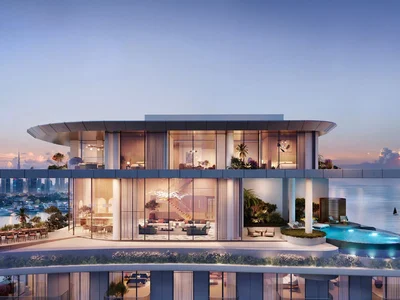 Zespół mieszkaniowy Luxury penthouse with a private pool and a panoramic gardens in new Sensia Residence with lounge and co-working spaces, Port Rashid, Dubai