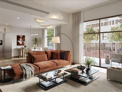 Residential complex New Hillcrest Residence with a swimming pool and a park in a green area, Town Square, Dubai, UAE