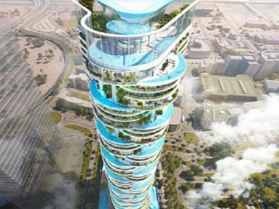 Жилой комплекс Новая высотная резиденция Damac Casa с бассейнами и садами, Dubai Media city, Дубай, ОАЭ