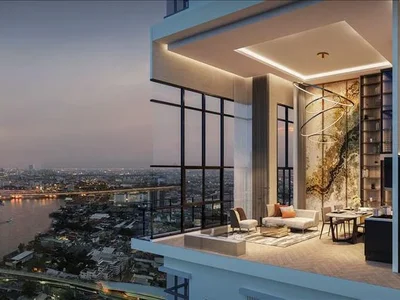 Complexe résidentiel High-rise residential complex with swimming pools and panoramic river views, Bangkok, Thailand