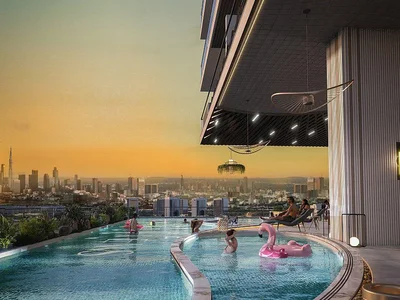 Zespół mieszkaniowy New residence Empire Lakeviews Liwan with swimming pools, a mini golf course and a co-working area in the vibrant area of Liwan, Dubai, UAE
